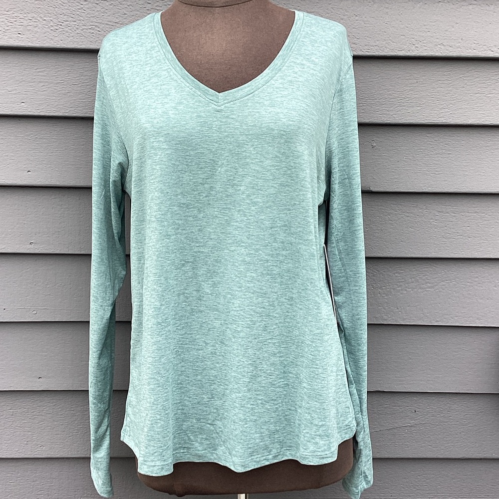 RBX Long Sleeve V-Neck Top - Light Green Large